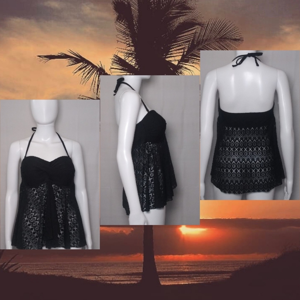 #5-Black Halter Swim Top